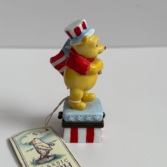 Vintage Disney Classic Winnie the Pooh Patriotic July Trinket Box American Flag - Picture 4 of 8